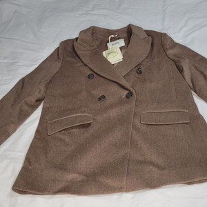 Women’s Miegofce Size 44 M Wool Blends Luxury Mid Coat  Overcoat Brown‎ New